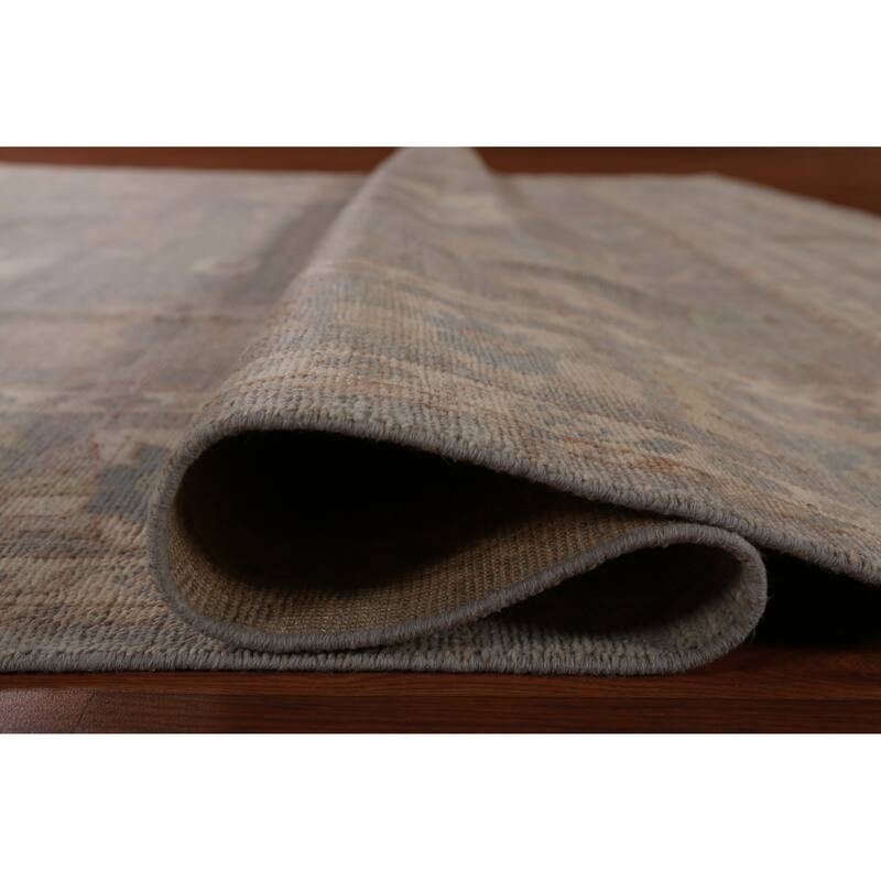 Hand Knotted Oriental 100% Wool Carpet Transitional All-Over Greys & Charcoal Oushak Area Rug - 12' 0'' X 9' 1''