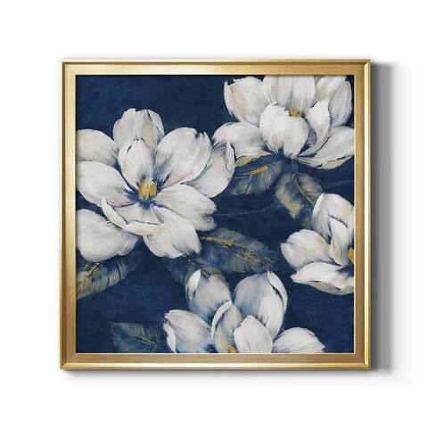 Magnolias Indigo-Premium Framed Canvas - Ready to Hang
