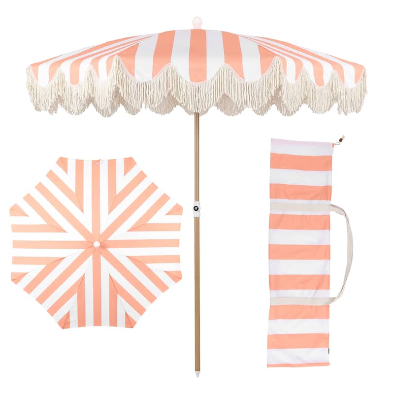 Mariner 6.5ft Classic Fringe Umbrella w/ Tilt & Bag