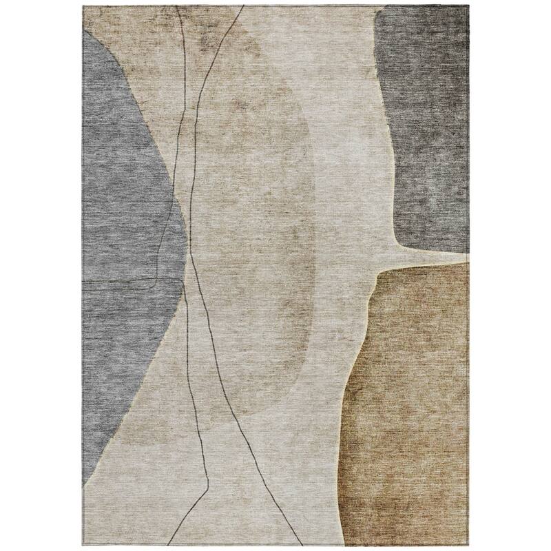HomeRoots Abstract Transitional Rectangle Outdoor Rug