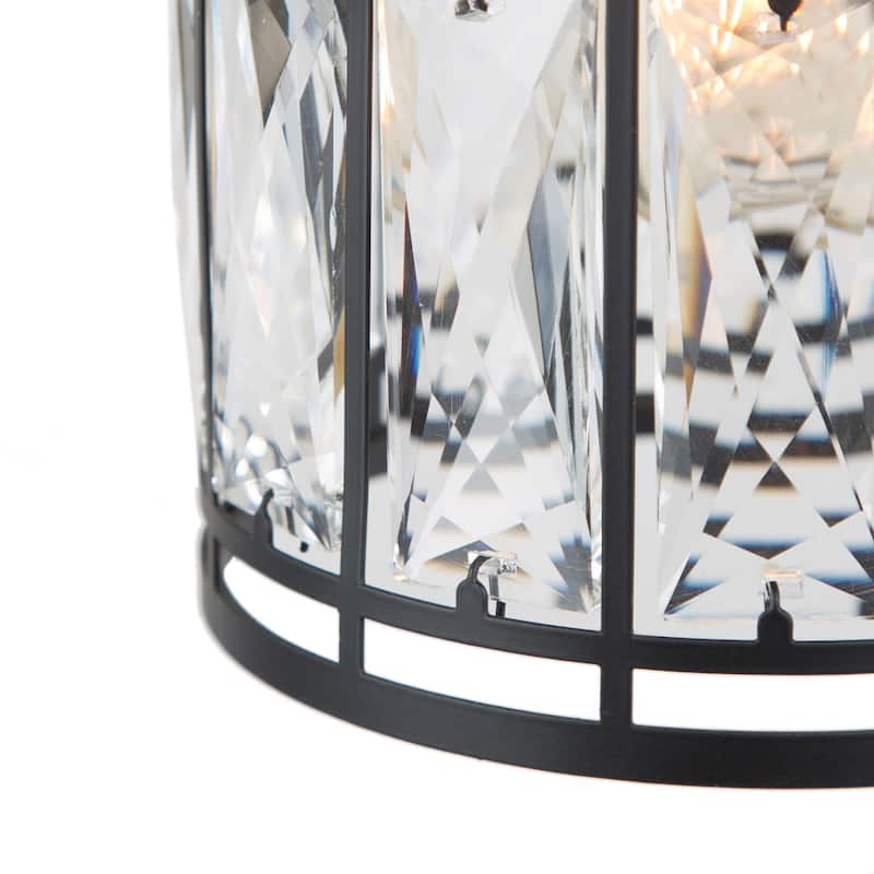 Aulia Modern Crystal Black 1-Light Pendant Light for Kitchen Island Dining Room - 5.5'' D x 9.5'' H
