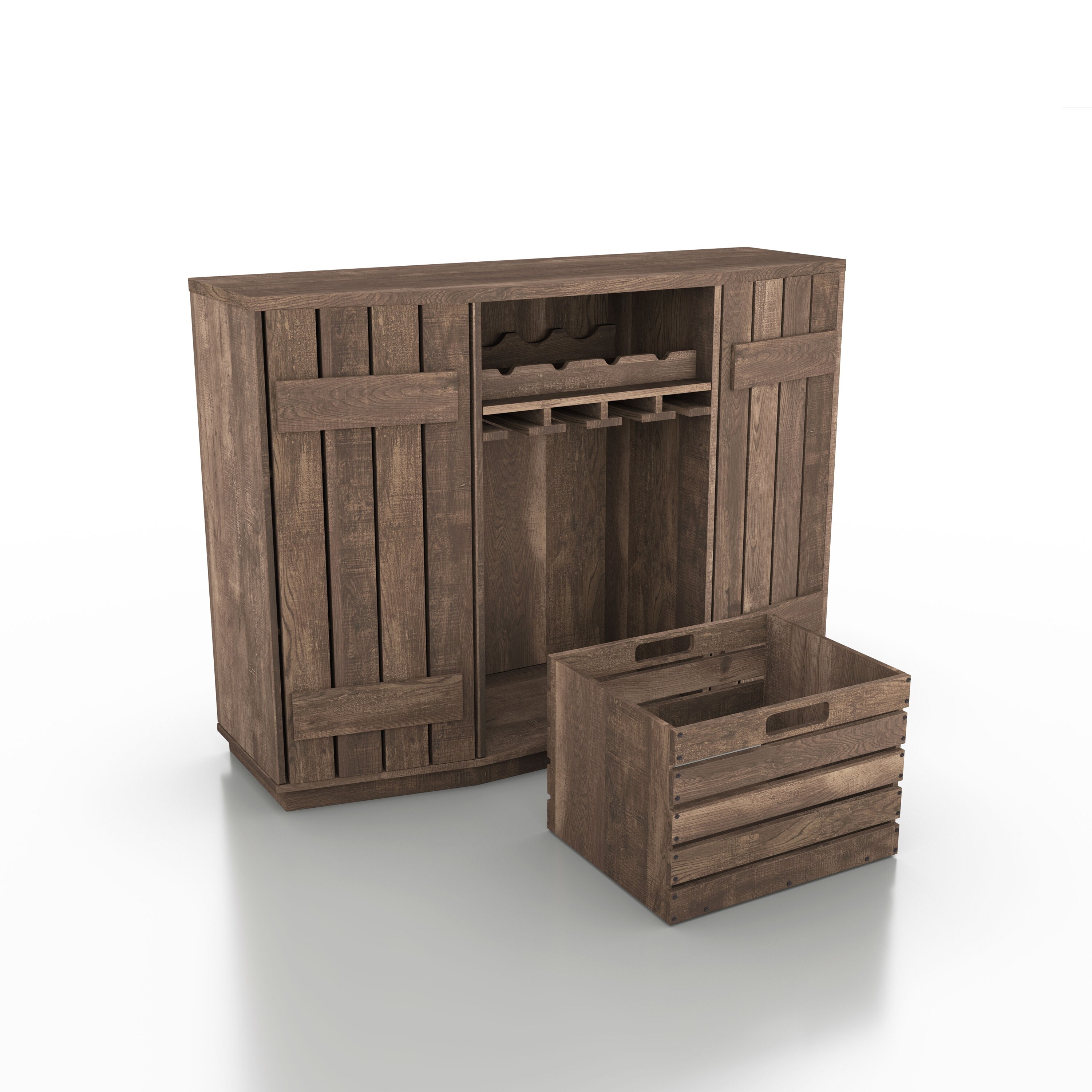 Harris Rustic Wood Multi-Storage Buffet, Reclaimed Oak - Bed Bath & Beyond  - 37998704