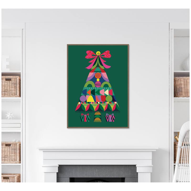 Kate and Laurel Framed Canvas Geometric Christmas Tree by Rachel Lee