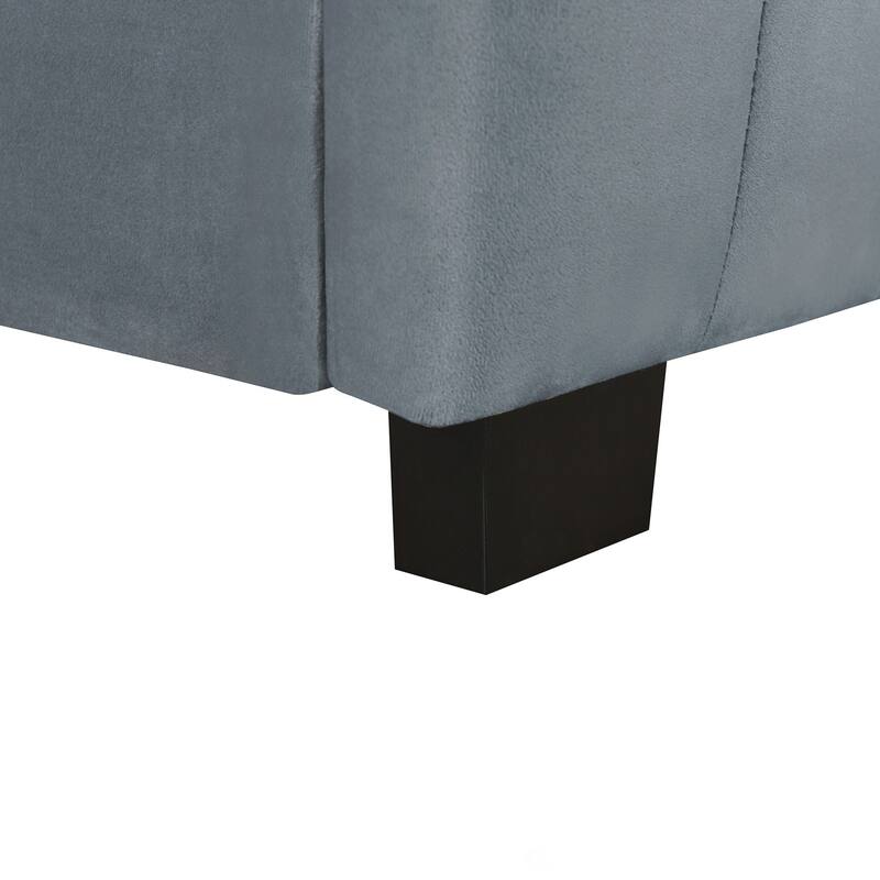 Twin Size Velvet Upholstered Platform Bed with Twin Size Trundle