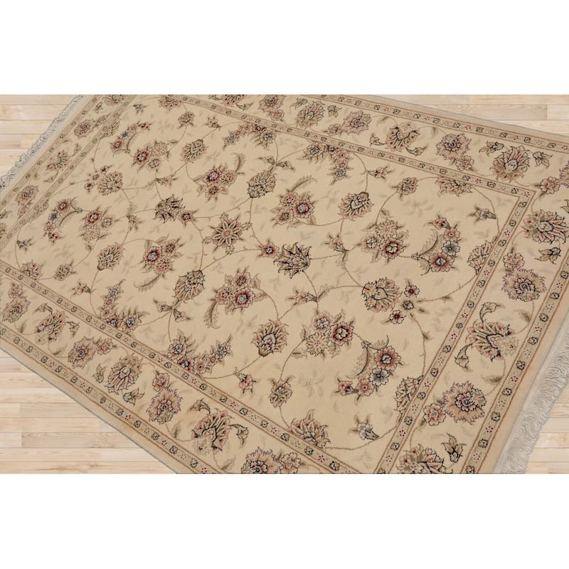 4x6 Hand Knotted 300 KPSI Ivory Sino Wool Traditional Area Rug - 4' x 6'