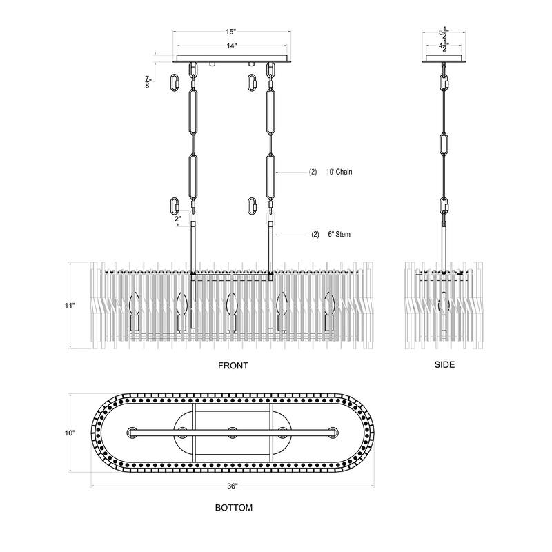 Varaluz Park Row Linear Pendant - Matte Black/French Gold - 36"W