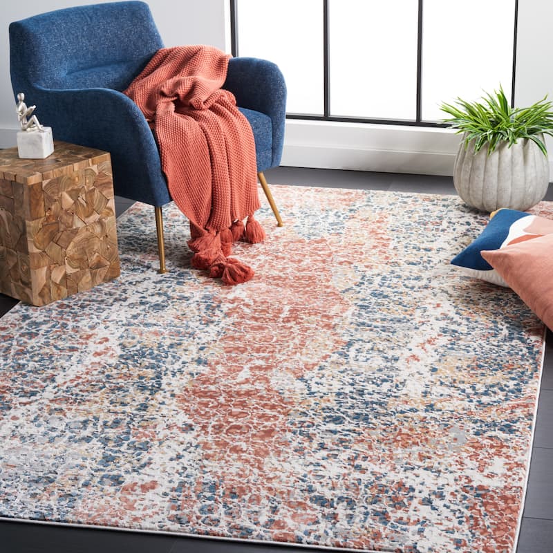 SAFAVIEH Invista Elvera Modern Abstract Rug - 5'3" x 7'6" - Navy/Rust