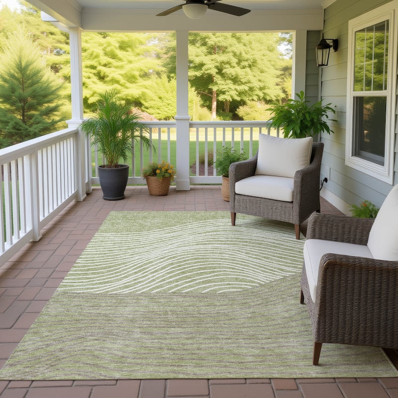 Machine Washable Indoor/ Outdoor Modern Arches Chantille Rug