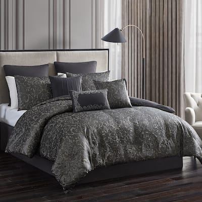 Riverbrook Home Delery Tan/Black Microfiber Comforter Set