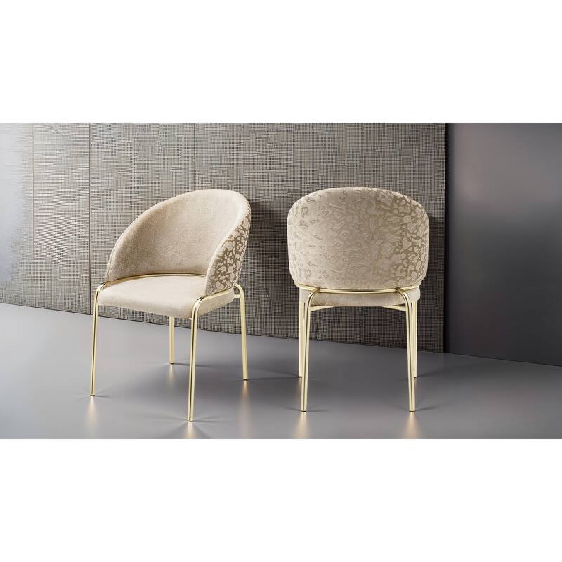 Onyx Chair With Gold Legs - Beige - 21 x 22.5 x 33.5 - Beige