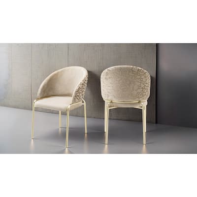 Onyx Chair With Gold Legs - Beige - 21 x 22.5 x 33.5