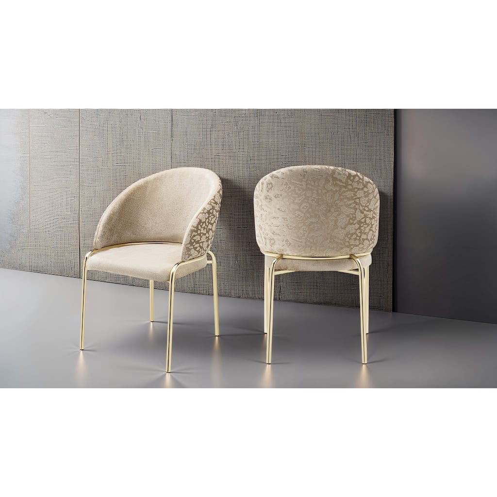 Onyx Chair With Gold Legs - Beige - 21 x 22.5 x 33.5