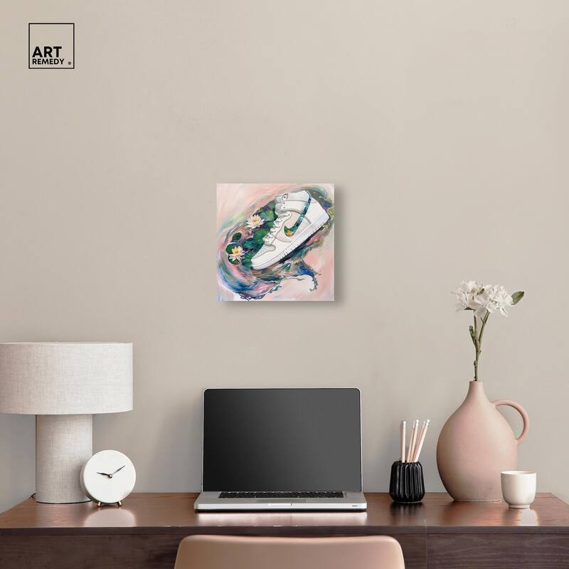 Lilypads Sneaker Splash Canvas by Art Remedy, Gallery Wrapped