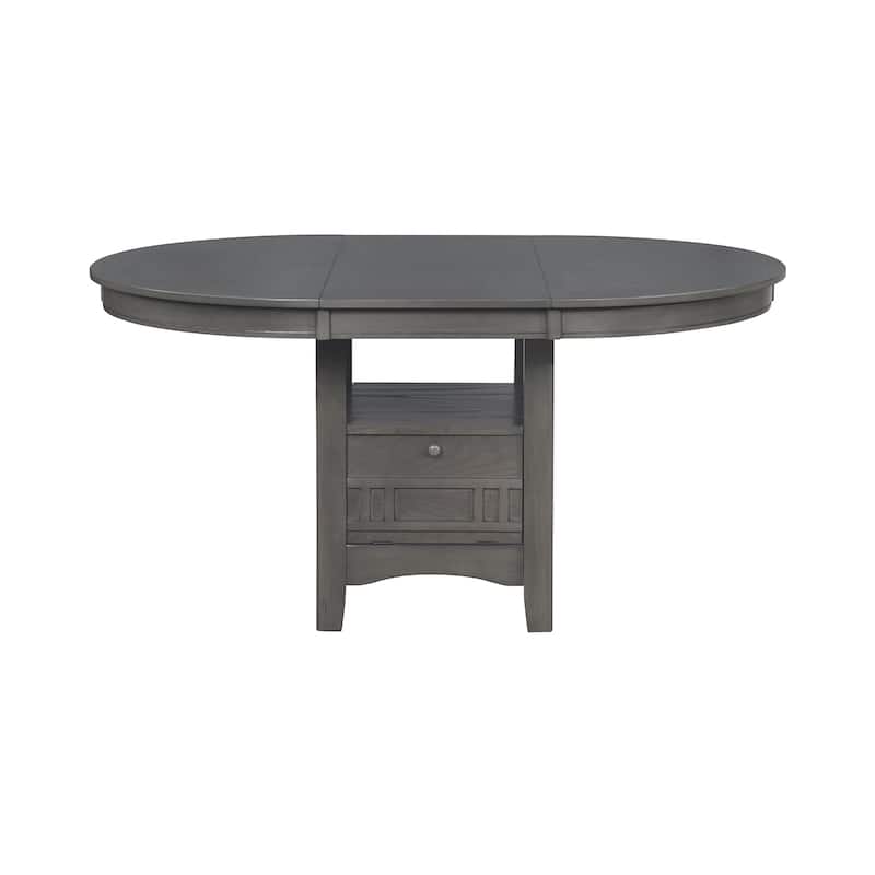 Wood Dining Table With Storage in Medium Grey - Medium Grey