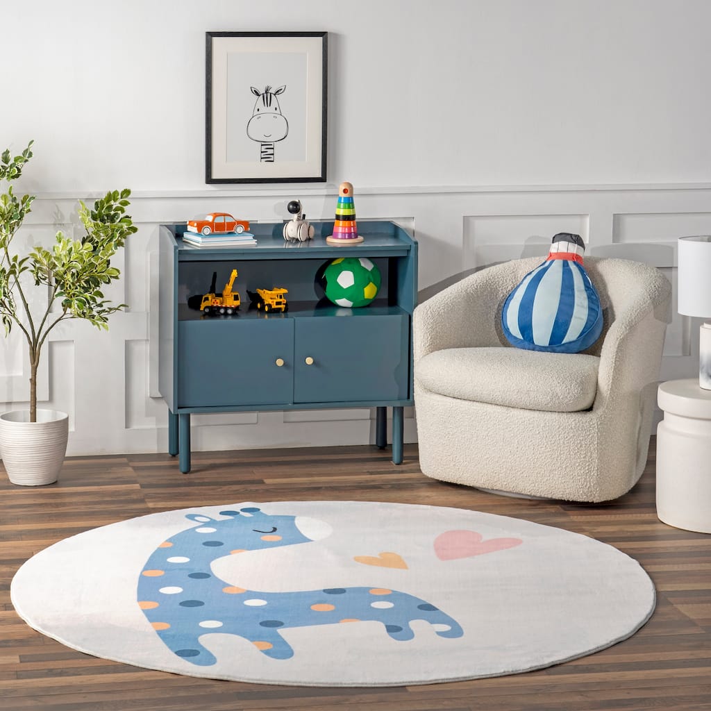 Nuloom Ariella SpinClean Giraffe Kids Machine Washable Area Rug