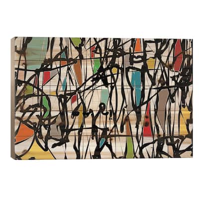 Pollock Wink III Print On Wood by Angel Estevez - Multi-Color