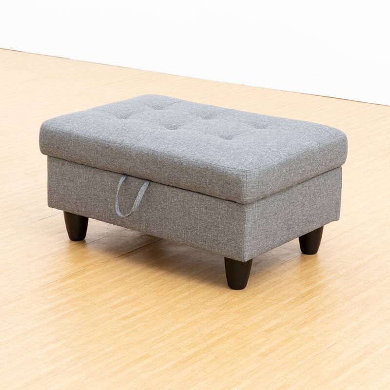 KISRAIS 34" Wide Upholstered Storage Ottoman