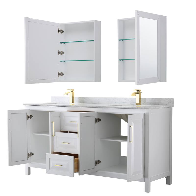 Daria 72-inch Double Vanity, Marble Top, Medicine Cabinets