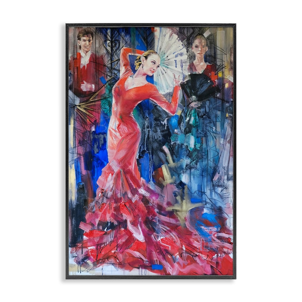 Stupell Bold Dancer with Fan Framed Giclee Art Design By Lucille Lee