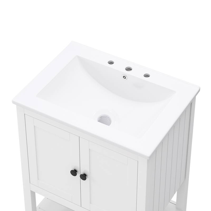 Modern Freestanding Bathroom Vanity with Solid Wood Frame and Ample Storage - 24in L