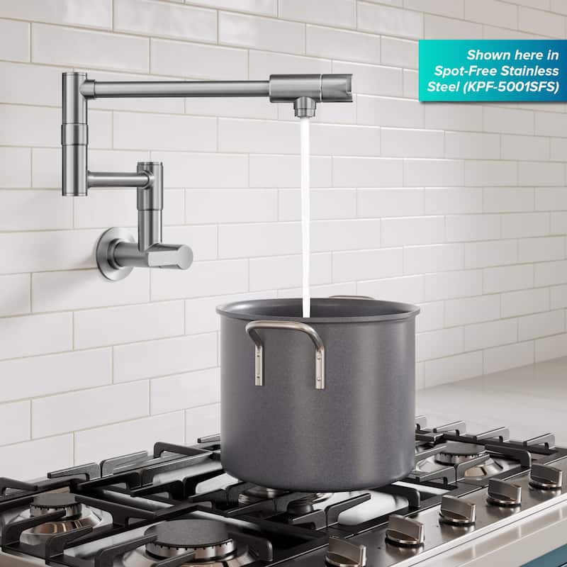 KRAUS Oletto Wall Mount Pot Filler Kitchen Faucet with Retractable Arm