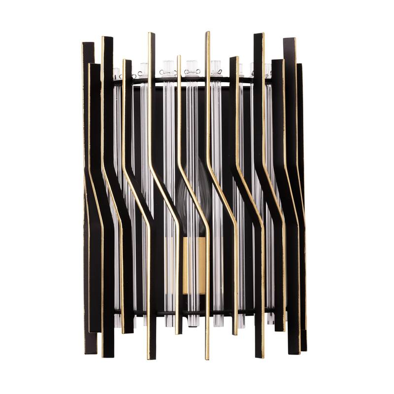 Park Row 1-Light Flush Black and Gold Wall Sconce