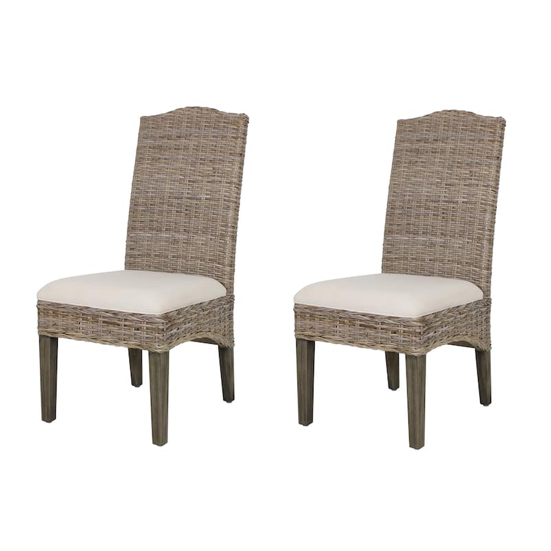 Natural Rattan Cushioned Dining Chairs By - Set Of 2 by East at Main