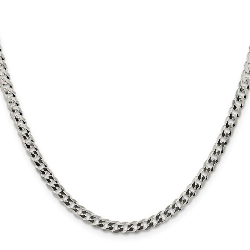 Curata 925 Sterling Silver 4.5mm Closed Link Flat Curb Chain Necklace
