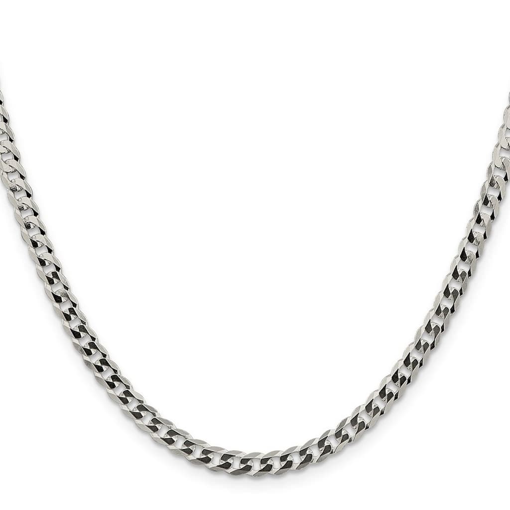 Curata 925 Sterling Silver 4.5mm Closed Link Flat Curb Chain Necklace