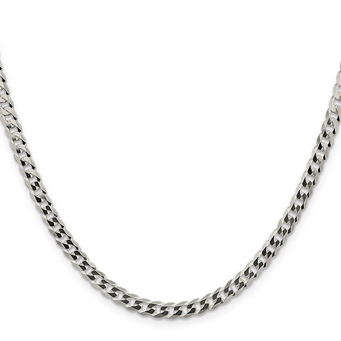 Curata 925 Sterling Silver 4.5mm Closed Link Flat Curb Chain Necklace
