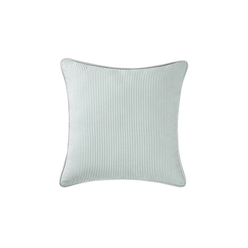 Brooklyn Loom Pinstripe 20x20 Decorative Pillow with Removable Cover - White/Sage Green