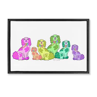 Stupell Colorful Posh Pooches Framed Floater Canvas Wall Art Design By Katie Conley