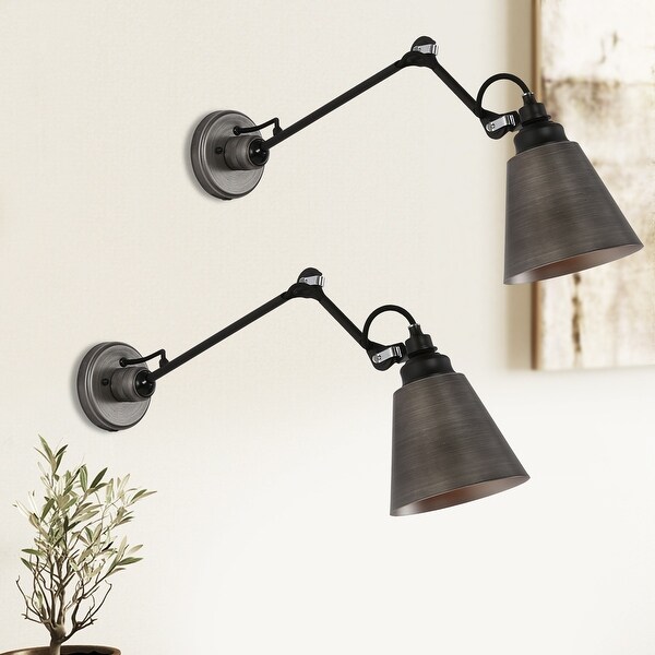 2 Pack Swing Arm Lights Adjustable Wall Sconces Two Way Plug in Hardware L 28 inch x W 6 inch x H 8 inch Size Large 28 x W 6 x H 8 Brushed