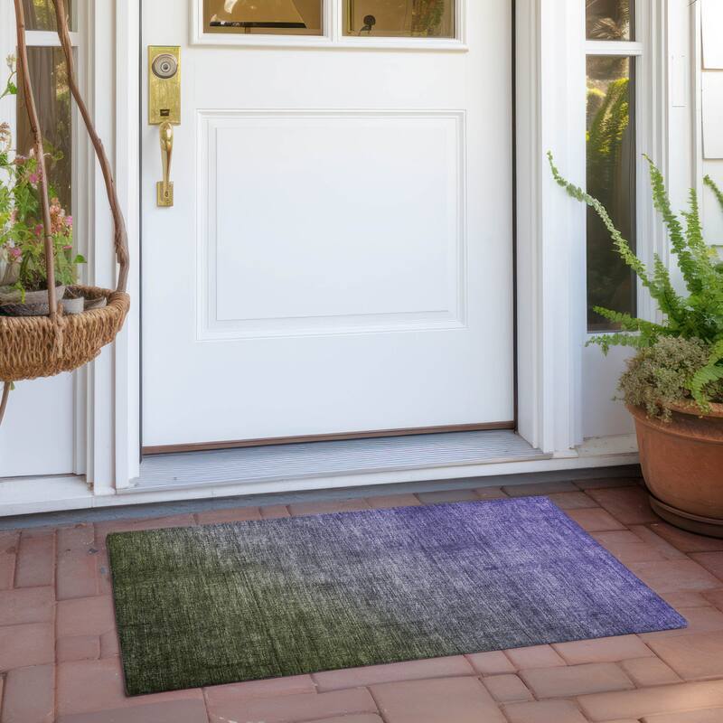 Falo Ombre Weather Resistant Classic Meets Modern Round Outdoor Rug