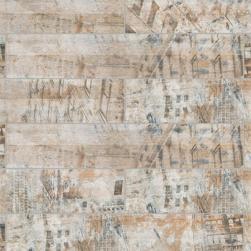 Merola Tile Cava Deco Lar 6" x 31-1/2" Porcelain Floor and Wall Tile