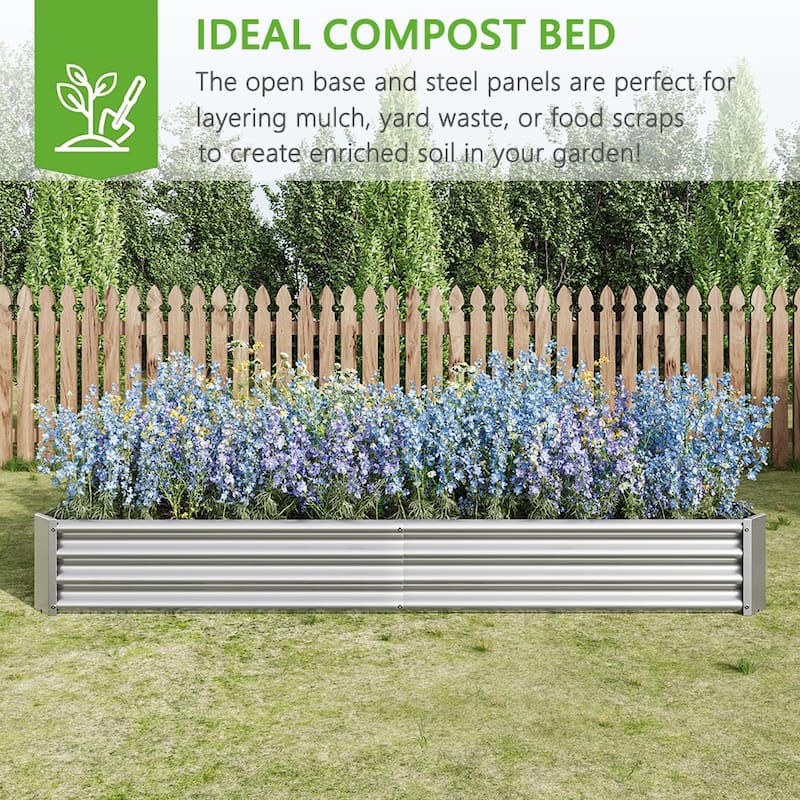 Outdoor Galvanized Metal Raised Garden Bed Kit - 7.6 x 3.7 x 1 ft