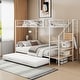 preview thumbnail 19 of 30, Versatile Design Twin over Full Metal Bunk Bed with Trundle and Lateral Storage Practical Step Ladder and Built-in Wardrobe