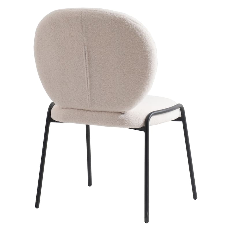 Celestial Modern Boucle Dining Chairs - Upholstered Accent Side Chairs with Black Powder-Coated Iron Frame Set of 4