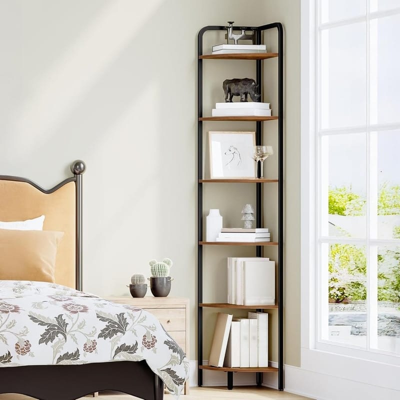 Corner Shelf Stand - Rustic Brown