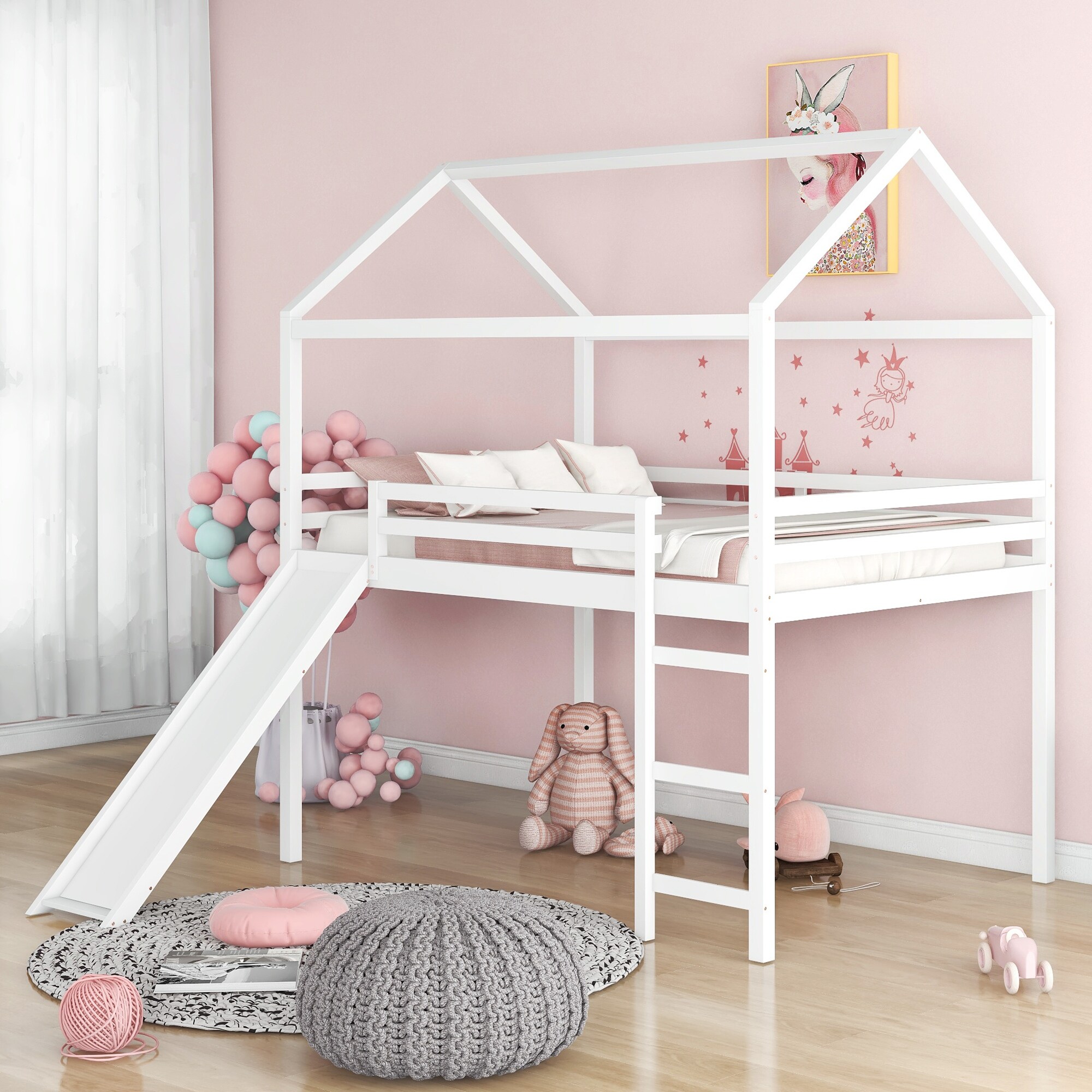 Full size loft bed with slide shop