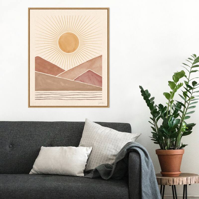 Mid Century Landscape I by Janelle Penner (23 x 28 in.), Framed Canvas Wall Art Print - Sylvie Maple - Sylvie Maple
