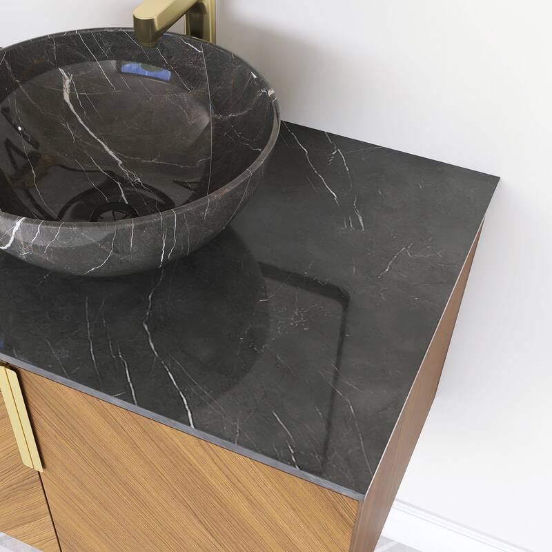 Wall-Mounted Bathroom Vanity with Stone White Ceramic Sink