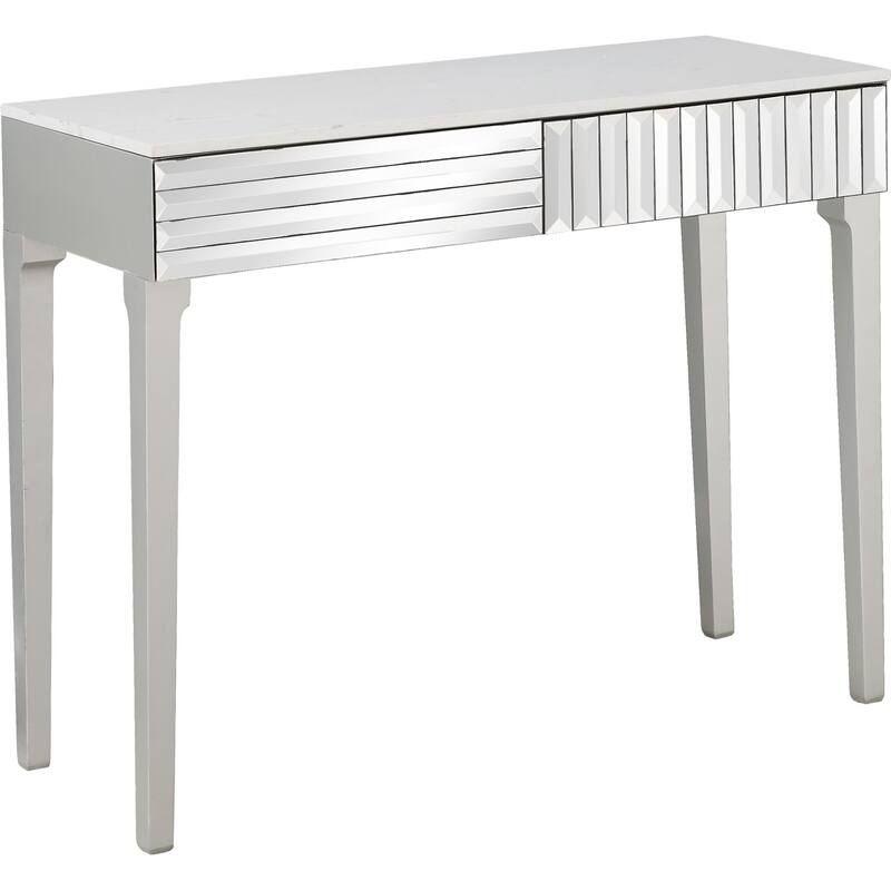 HomeRoots 40" Silver Mirrored Glass Console Table - 40.00 in. x 31.20 in. x 15.20 in.