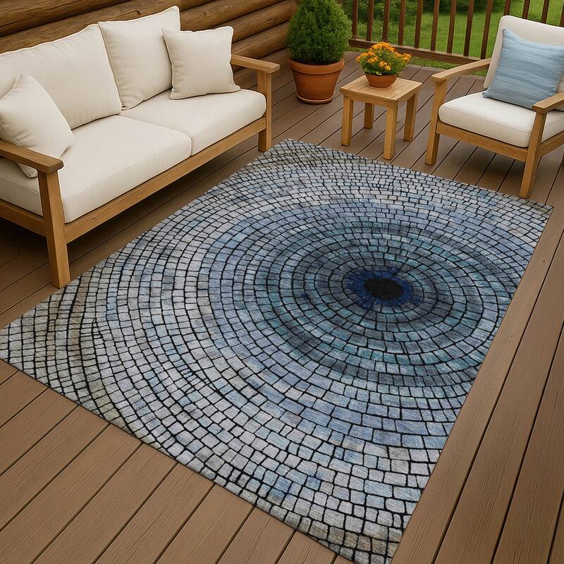 Machine Washable Indoor/ Outdoor Mosaic Rome Chantille Rug