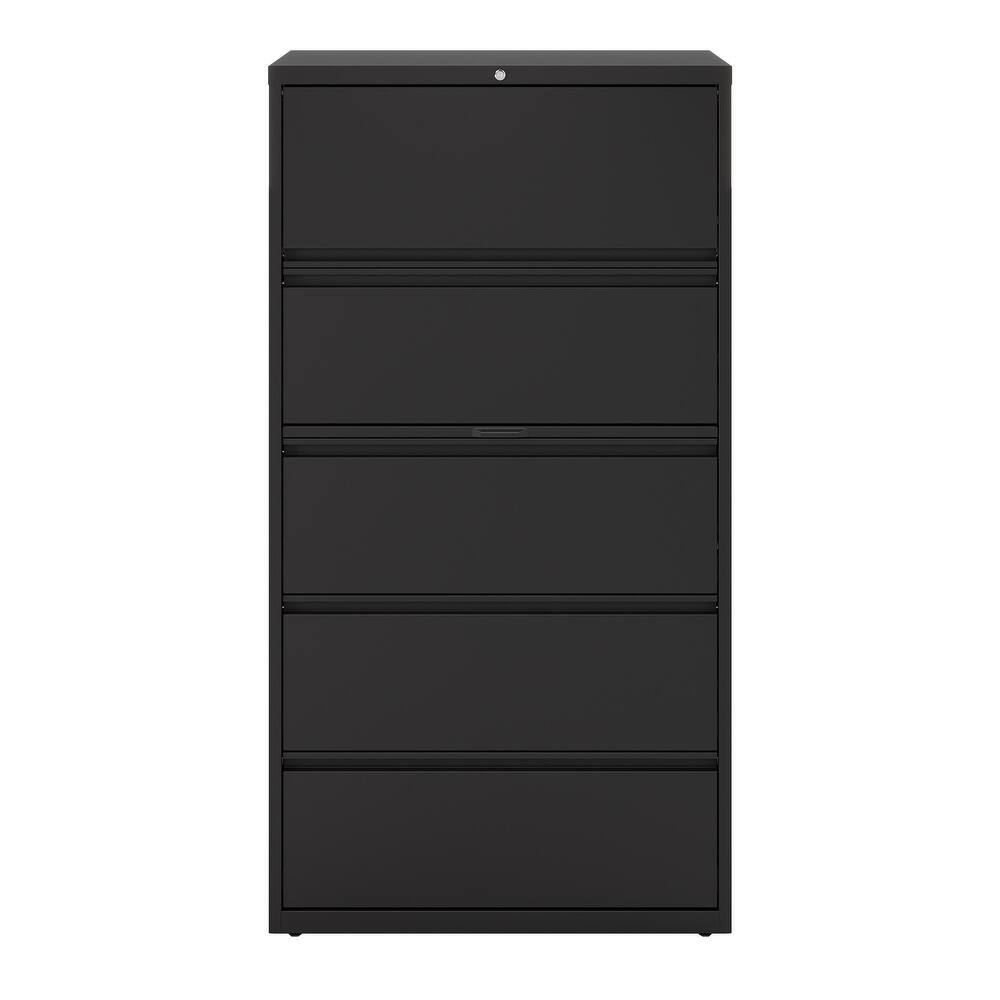 Hirsh 36-in Wide HL10000 Series 5 Drawer Lateral File Cabinet with Posting Shelf and Roll-Out Binder Storage, White