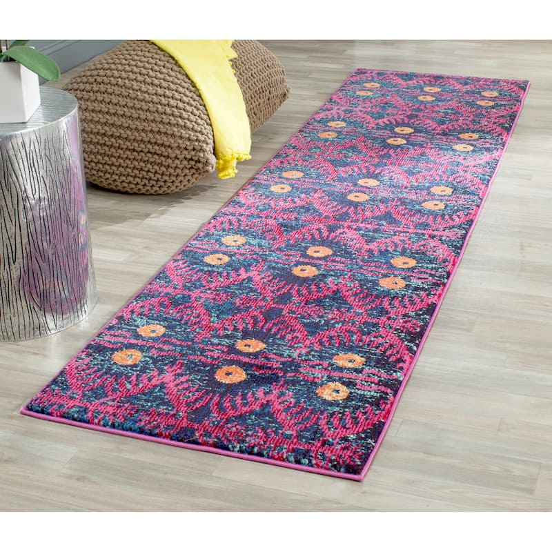 SAFAVIEH Monaco Maronna Boho Rug - 2'3" x 12' Runner - Pink/Multi