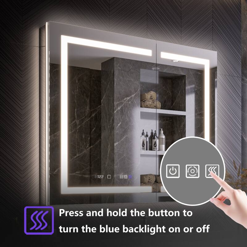 Modland 24"-42W x 36"H LED Medicine Cabinet Mirror with USB Charging,10x Magnifying Mirror