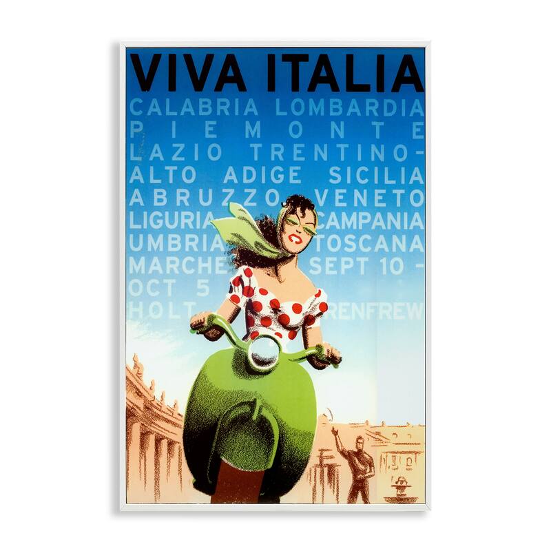 Stupell Vintage Italy Travel Ad Framed Giclee Art Design By Marcus Jules - 16 x 24 - White