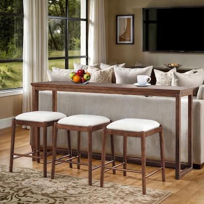 Furniture of America Forma Mid-Century Modern 4-Piece Walnut Solid Wood Sofa Table Set