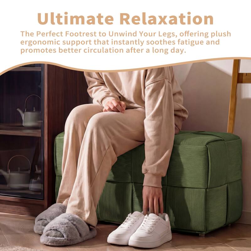 Ottoman Foot Rest Soft and Comfortable Ottoman Square Corduroy Woven Design Sofa Stool